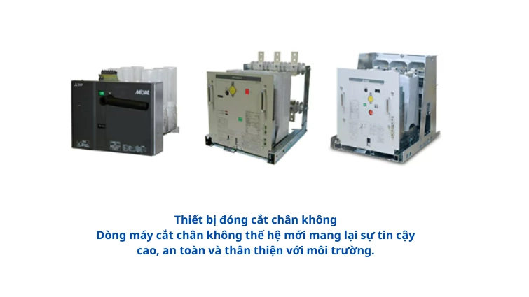 Hình 1. Thiết bị đóng cắt của Mitsubishi giúp tinh giản việc bảo trị hệ thống điện, mang lại độ tin cậy cao