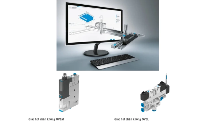 Hình 1. Các bộ phát chân không OVEM và OVEL giúp xử lý chính xác trong xưởng ép