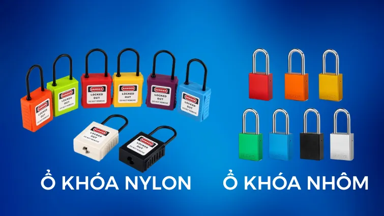 Hình 1. Phân biệt ổ khóa Nylon và ổ khóa Nhôm