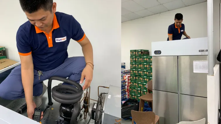 Hình 1. Nhân viên của Vietmro kiểm tra rò rỉ bằng thiết bị chuyên dụng.