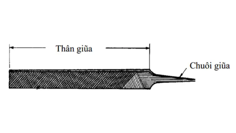 Hình 1. Cấu tạo của giũa kim loại