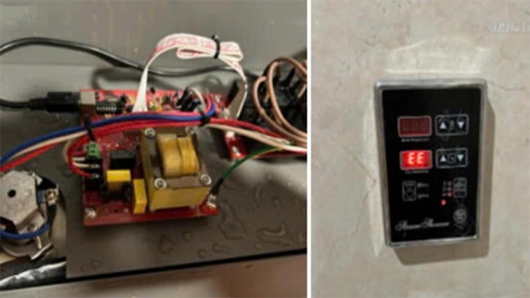 Hình 2. Nước ngưng tụ trên bo mạch gây chập, cháy linh kiện điều khiển