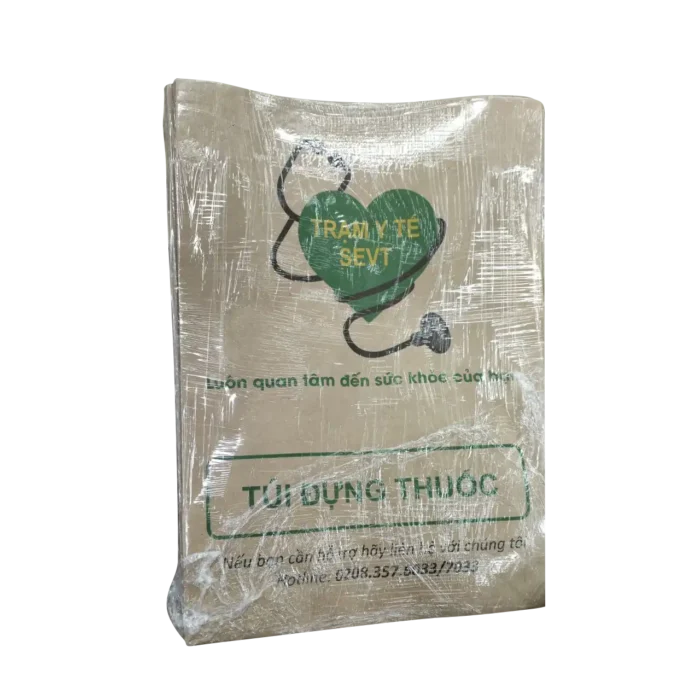 bl027440 tui giay dung thuoc giay kraft mau nau vang in theo thiet ke 100g m2 w210xl150xt50mm