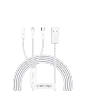 c04 - bl019652 cap sac 3 dau mau trang usb to type c micro usb 15m3a co den lve007 15 bl baseus