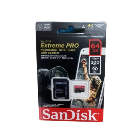 Thẻ nhớ, SDSQXCU-064G-GN6MA V30 U3 A2 UHS-I 200MB/s Read 64GB Extreme Pro, Sandisk