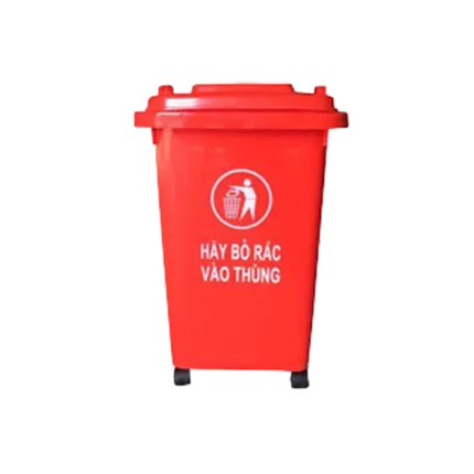 bl025567 thung rac nhua mau do 60l co banh xe