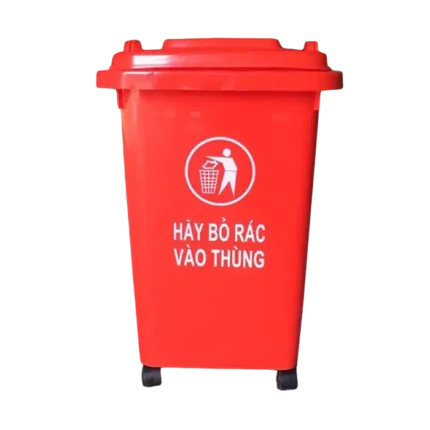 bl030458 thung rac don co nap va banh xe 80l hdpe mau do kt470x470x750mm