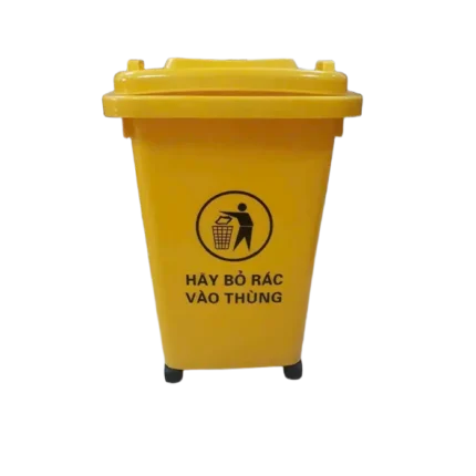 bl036316 thung rac nhua mau vang co banh xe 60l